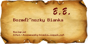 Bozmánszky Bianka névjegykártya
